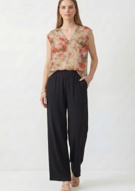Anna Raxevsky - ΜΑΥΡΗ ΠΑΝΤΕΛΟΝΑ LINEN-LOOK
