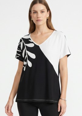 ΜΑΥΡΗ V-NECK ΦΛΟΡΑΛ ΜΠΛΟΥΖΑ