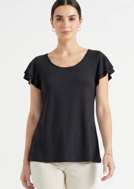 ΜΑΥΡΗ ΜΠΛΟΥΖΑ ΜΕ ΒΟΛΑΝ ΜΑΝΙΚΙΑ