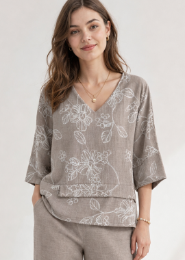 ΜΠΕΖ ΚΕΝΤΗΤΗ OVERSIZE ΜΠΛΟΥΖΑ LINEN-LOOK