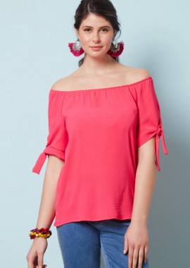 ΦΟΥΞΙΑ ΜΠΛΟΥΖΑ ΜΕ ΛΑΣΤΙΧΟ ΣΤΟΥΣ ΩΜΟΥΣ