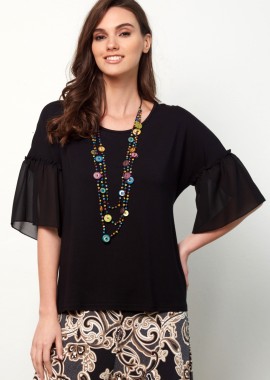 ΜΑΥΡΗ ΜΠΛΟΥΖΑ ΜΕ ΒΟΛΑΝ ΜΑΝΙΚΙΑ