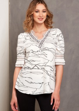 ΕΜΠΡΙΜΕ ΑΣΠΡΟΜΑΥΡΗ ΜΠΛΟΥΖΑ ΜΕ ΔΑΝΤΕΛΑ