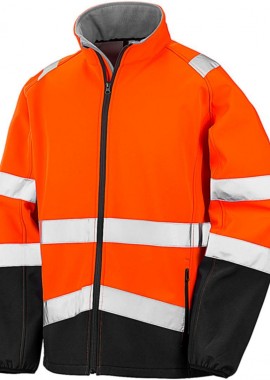Ανδρικό μπουφάν Softshell με ανακλαστικές ταινίες Result R450X Fluorescent Orange/Black