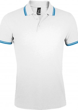 - Ανδρικό πόλο πικέ Pasadena Men SOLS 00577 White/Aqua