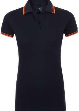 - Γυναικείο πόλο πικέ Pasadena Women SOLS 00578 French Navy/Neon Orange