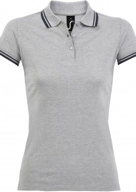 - Γυναικείο πόλο πικέ Pasadena Women SOLS 00578 Grey Melange/Navy