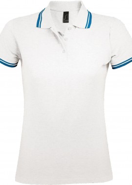 - Γυναικείο πόλο πικέ Pasadena Women SOLS 00578 White/Aqua