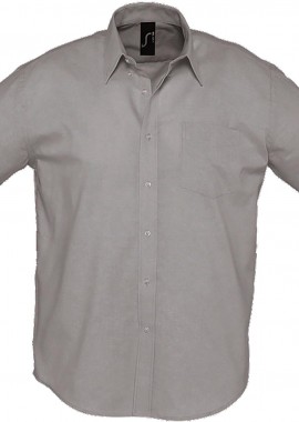 - Ανδρικό κοντομάνικο πουκάμισο oxford Brisbane SOLS 16010 Silver