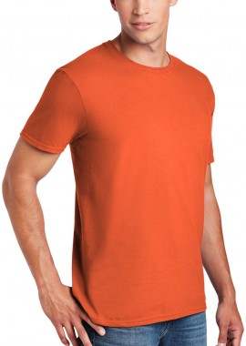 - Ανδρικό T-Shirt ring spun χωρίς πλαϊνές ραφές Gildan 64000 Orange