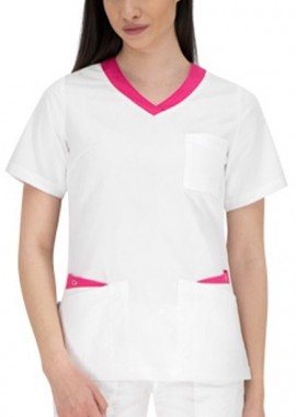 Ιατρική Μπλούζα PAOLA B-well 401294 White/Pink