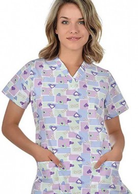 Ιατρική Μπλούζα BAMBINA B-well 400762 Blue Hearts