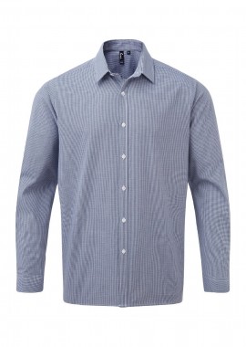 - Ανδρικό μακρυμάνικο καρό πουκάμισο PREMIER PR220 Navy/White