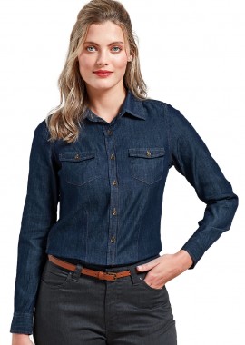 Γυναικείο τζιν μακρυμάνικο πουκάμισο PREMIER PR322 Indigo Denim
