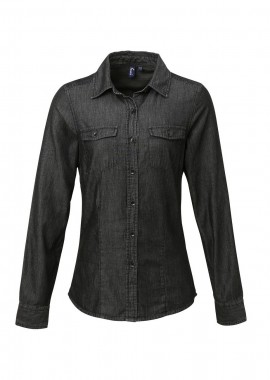 Γυναικείο τζιν μακρυμάνικο πουκάμισο PREMIER PR322 Black Denim