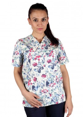 Γυναικεία Ιατρική Μπλούζα πολύχρωμο BUTTERFLIES BEUNIQUE 08000986 White