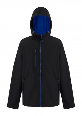 - Navigate 2-Layer Hooded Softshell Jacket Regatta Professional TRA705 Black/New Royal