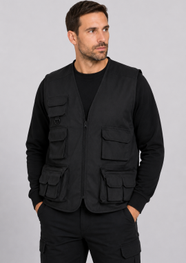 - Γιλέκο ρεπόρτερ με δίχτυ επένδυση Rise About Basics 00108 Black