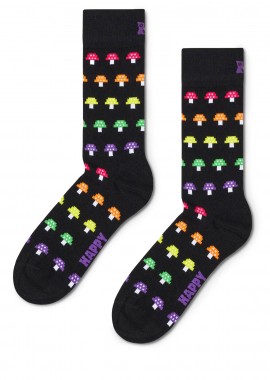 Happy Socks - Κάλτσες γυναικείες Happy Socks Μαύρο P003166 Mushroom Stripe Sock 100