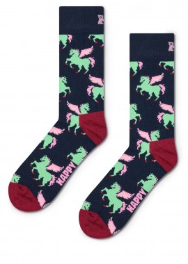 Happy Socks - Κάλτσες γυναικείες Happy Socks Μαύρο P003178 Pegasus Sock 100