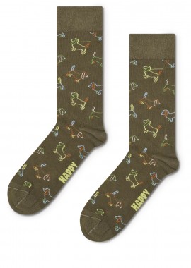 Κάλτσες ανδρικές Happy Socks Καφέ P003600 Puppy Love Natural Dye Sock 100