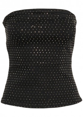 ΓΥΝΑΙΚΕΙΑ ΜΠΛΟΥΖΑ AYOMW RHINESTONE DENIM TOP ΜΑΥΡΟ