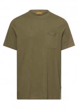 ΑΝΔΡΙΚΟ T-SHIRT CAMEL ACTIVE ΚΟΝΤΟΜΑΝΙΚO ΡΙΜΠ ΣΤΡΟΓΓΥΛΗ ΛΑΙΜΟΚΟΨΗ ΣΚΟΥΡΟ ΛΑΔΙ