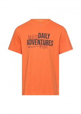 ΑΝΔΡΙΚΟ T-SHIRT CAMEL ACTIVE ΜΕ ΤΥΠΩΜΑ ΣΤΡΟΓΓΥΛΗ ΛΑΙΜΟΚΟΨΗ ΠΟΡΤΟΚΑΛΙ