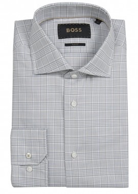 BOSS - ΑΝΔΡΙΚΟ ΠΟΥΚΑΜΙΣΟ ΜΑΚΡΥΜΑΝΙΚΟ L-HAYS-SPREAD-C1-243 ΣΕ SLIM FIT ΑΝΟΙΧΤΟ ΠΡΑΣΙΝΟ