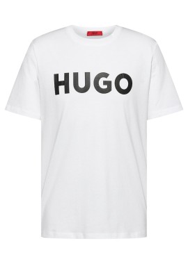 ΑΝΔΡΙΚΟ T-SHIRT HUGO DULIVIO ΚΟΝΤΟΜΑΝΙΚΟ ΜΕ ΤΥΠΩΜΑ ΛΕΥΚΟ