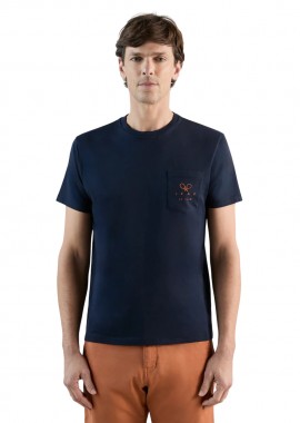 IZAC - ΑΝΔΡΙΚΟ T-SHIRT IZAC GOLLAN ROLAND GARROS ΣΚΟΥΡΟ ΜΠΛΕ