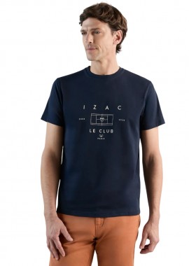IZAC - ΑΝΔΡΙΚΟ T-SHIRT IZAC GOSET ROLAND GARROS ΣΚΟΥΡΟ ΜΠΛΕ