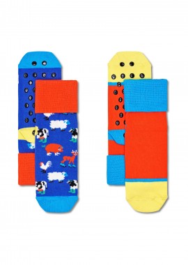 HAPPY SOCKS - ΚΑΛΤΣΕΣ ΠΑΙΔΙΚΕΣ ΑΝΤΙΟΛΙΣΘΗΤΙΚΕΣ 2-PACK FARMCREW ΠΟΛΥΧΡΩΜΟ