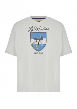 ΑΝΔΡΙΚΟ T-SHIRT LA MARTINA ΚΟΝΤΟΜΑΝΙΚΟ ΜΕ ΤΥΠΩΜΑ ΛΕΥΚΟ