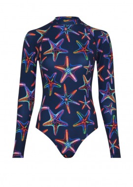 VILEBREQUIN - ΓΥΝΑΙΚΕΙΟ ΟΛΟΣΩΜΟ ΜΑΚΡΥΜΑΝΙΚΟ RASHGUARD VILEBREQUIN DISCO STARS ΣΚΟΥΡΟ ΜΠΛΕ