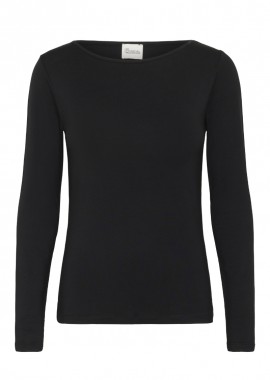 ΓΥΝΑΙΚΕΙΟ T-SHIRT VistaMW Boat Neck ΜΑΚΡΥΜΑΝΙΚΟ MY ESSENTIAL ΚΑΝΟΝΙΚΗ ΓΡΑΜΜΗ ΜΑΥΡΟ