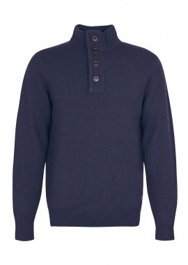 BARBOUR - ΑΝΔΡΙΚΟ ΠΛΕΚΤΟ ESSENTIAL PATCH HALF ZIP ΜΠΛΕ