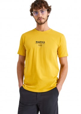 NAUTICA - ΑΝΔΡΙΚΟ T-SHIRT NAUTICA ΚΟΝΤΟΜΑΝΙΚΟ ΚΙΤΡΙΝΟ