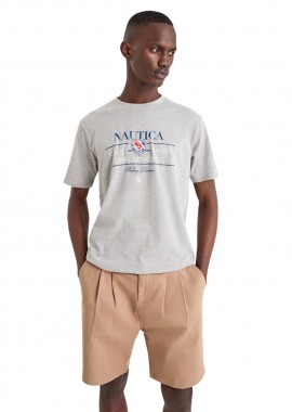 NAUTICA - ΑΝΔΡΙΚΟ T-SHIRT NAUTICA ΚΟΝΤΟΜΑΝΙΚΟ ΓΚΡΙ