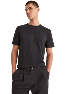 NAUTICA - ΑΝΔΡΙΚΟ T-SHIRT NAUTICA ΚΟΝΤΟΜΑΝΙΚΟ ΜΑΥΡΟ