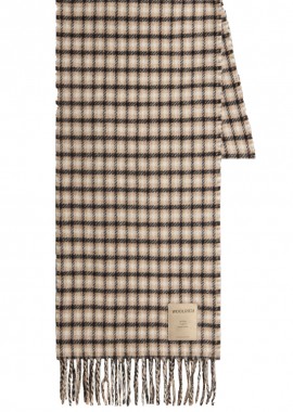 ΓΥΝΑΙΚΕΙΟ ΚΑΣΚΩΛ WOOL CHECK SCARF WOOLRICH ΜΠΕΖ