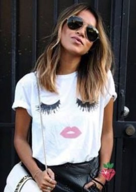 EYELASHES WHITE T-SHIRT