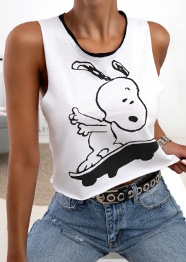 SKATE SNOOPY WHITE TANK TOP