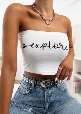 EXPLORE WHITE STRAPLESS TOP