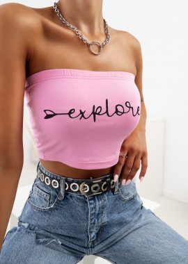 EXPLORE PINK STRAPLESS TOP