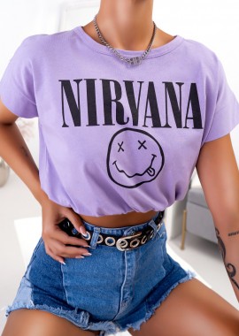 NIRVANA LILA CROP TSHIRT