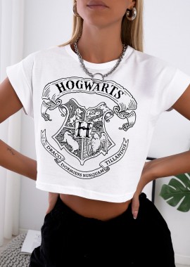 HOGWARTS WHITE CROP TSHIRT