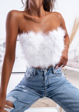 MELLOW WHITE FEATHER BUSTIER