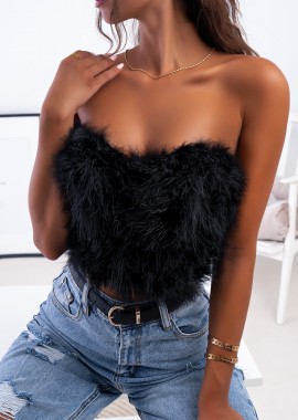 MELLOW BLACK FEATHER BUSTIER