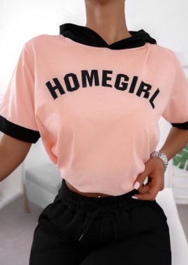 HOMEGIRL SALMON CORD HOOD TSHIRT